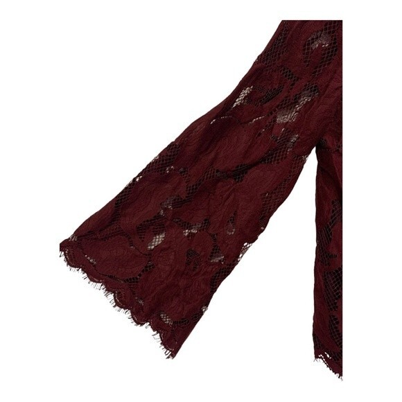 NWT 1.State | The Curator Women’s One Shoulder Lace Deep Claret Top XS - Picture 4 of 7